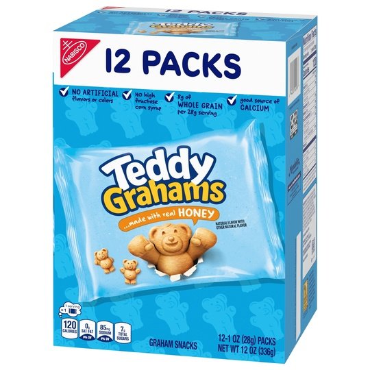 Teddy Grahams Honey Graham Snacks, 12 Snack Packs