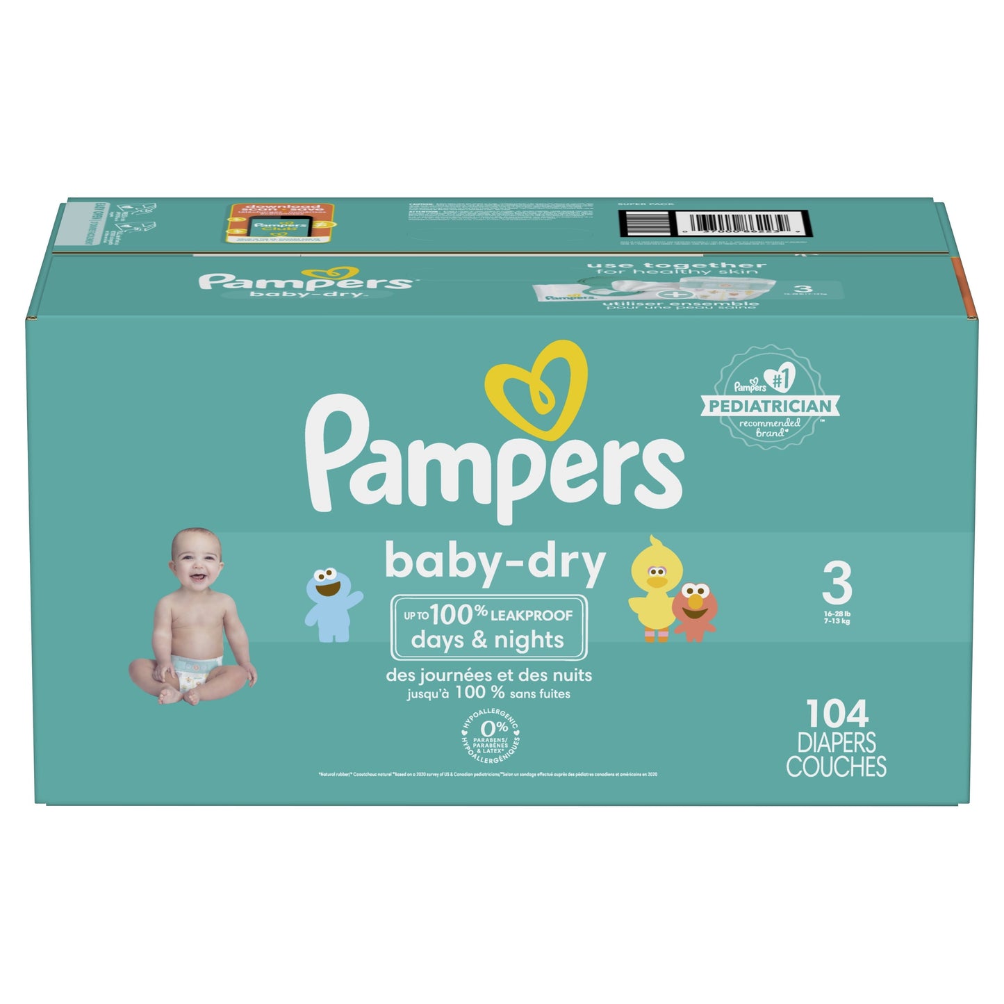 Pampers Baby Dry Diapers Size 3, 104 Count