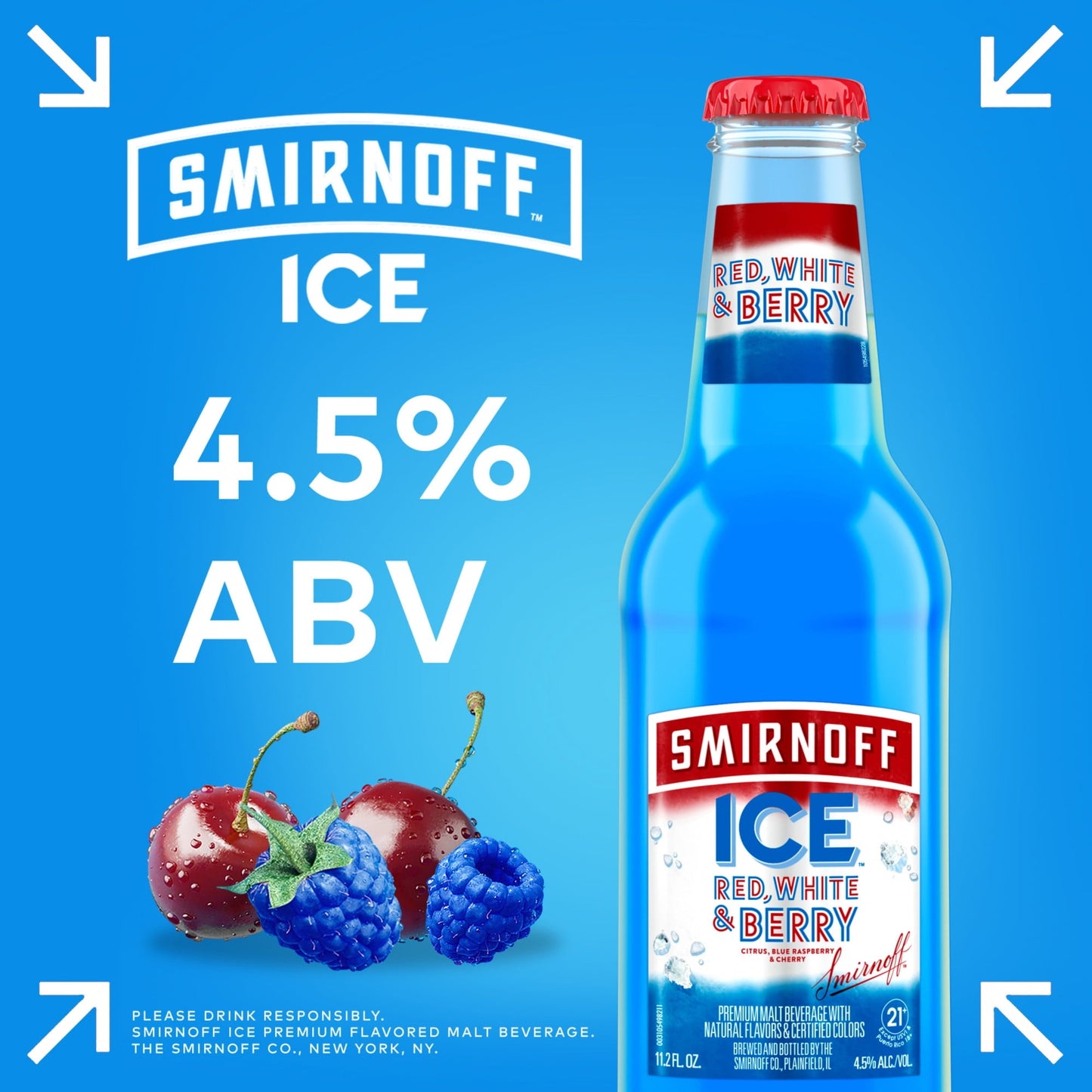 Smirnoff Ice Red White & Berry Sparkling Drink, 11.2oz Bottles, 6pk