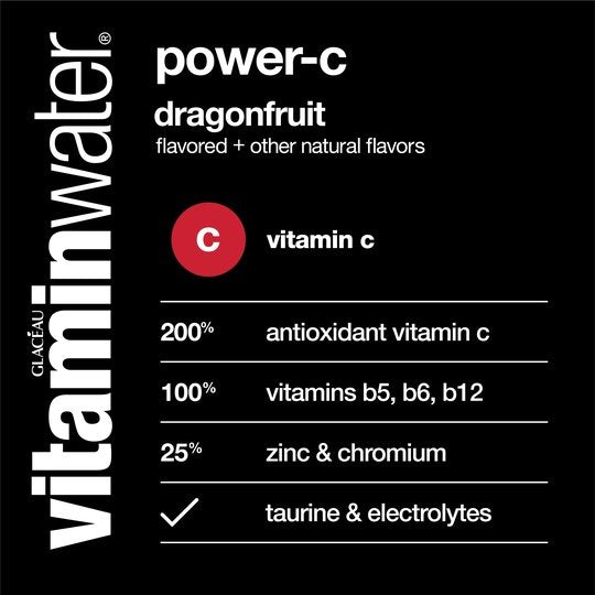 vitaminwater power-c electrolyte enhanced water, dragonfruit, 20 fl oz bottle