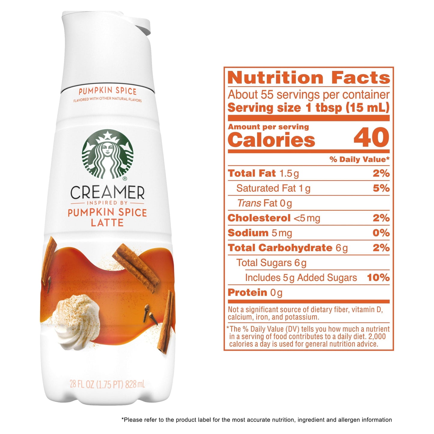 Starbucks Liquid Coffee Creamer, Pumpkin Spice Creamer, 28 oz. Bottle