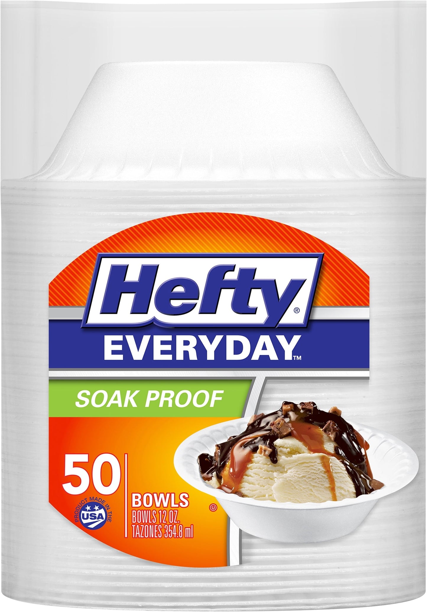 Hefty Everyday Disposable Foam Bowls, 12 oz, 50 ct