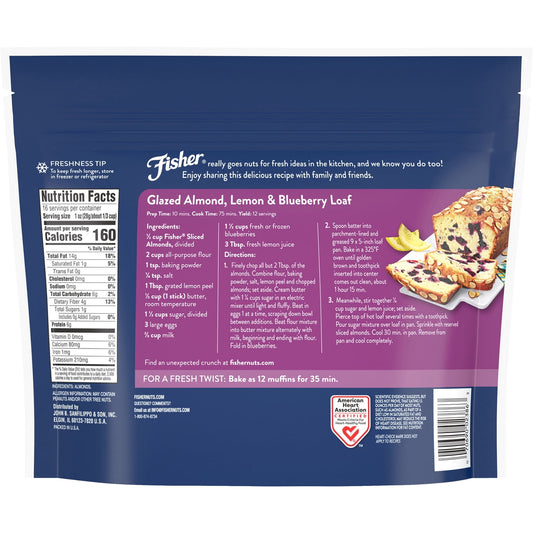 Fisher Chef's Naturals Gluten Free, No Preservatives, Non-GMO Sliced Almonds, 16 oz Bag
