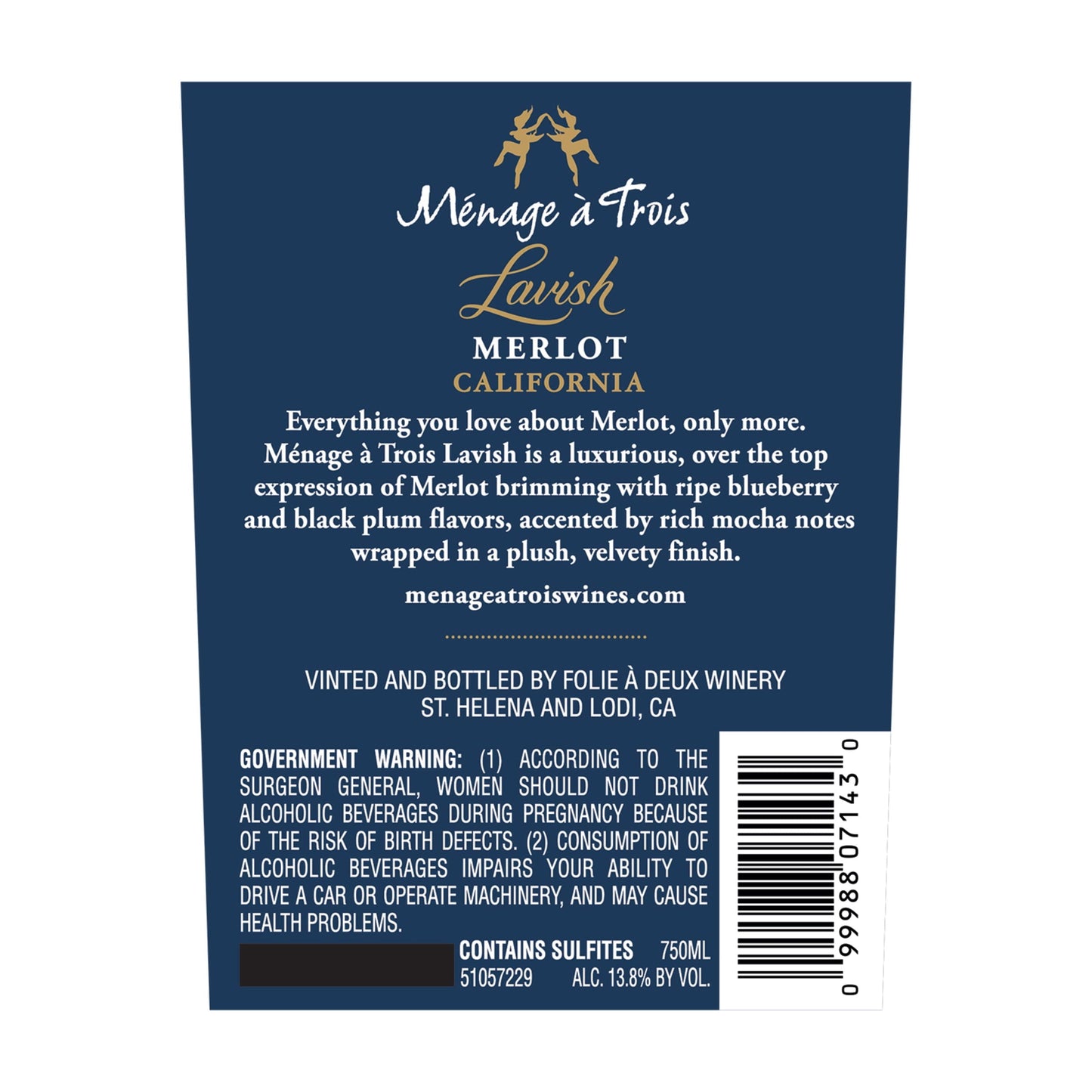 Menage a Trois Lavish Merlot Red Wine, 750 ml Bottle