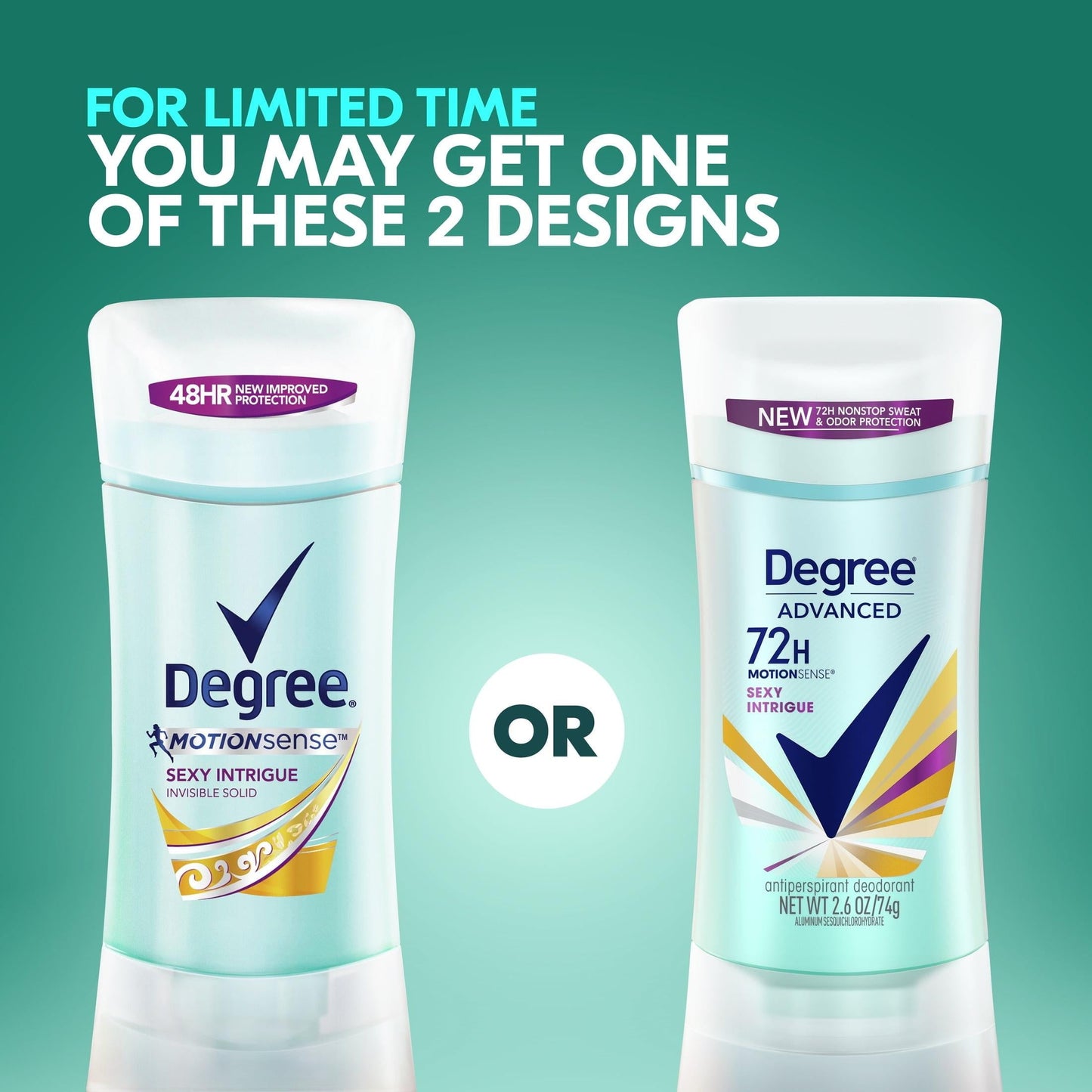 Degree Advanced Long Lasting Women's Antiperspirant Deodorant Stick Twin Pack, Sexy Intrigue, 2.6 oz