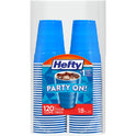 Hefty Party On Disposable Plastic Cups, Blue, 18 Ounce, 120 Count