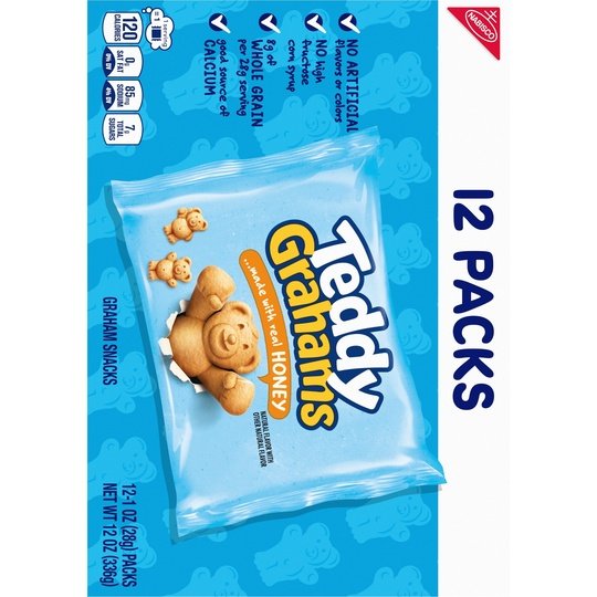 Teddy Grahams Honey Graham Snacks, 12 Snack Packs