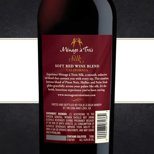 Menage a Trois Silk Red Wine, 750 ml Bottle