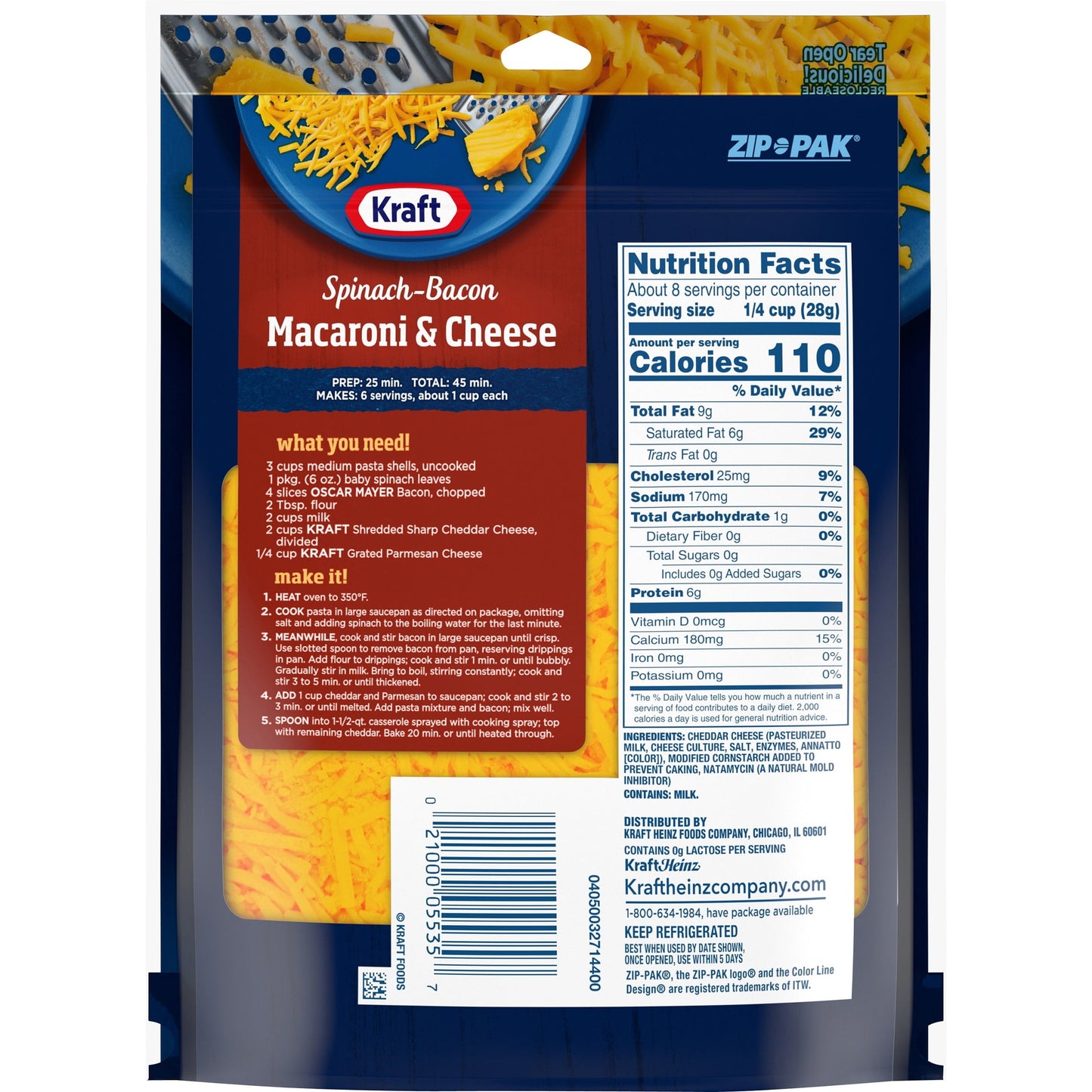 Kraft Sharp Cheddar Shredded Cheese, 8 oz Bag