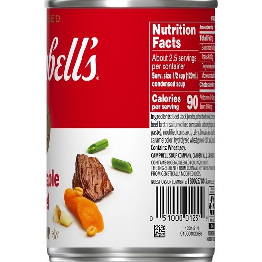 Campbell's Condensed Vegetable Beef Soup, 10.5 Ounce Can