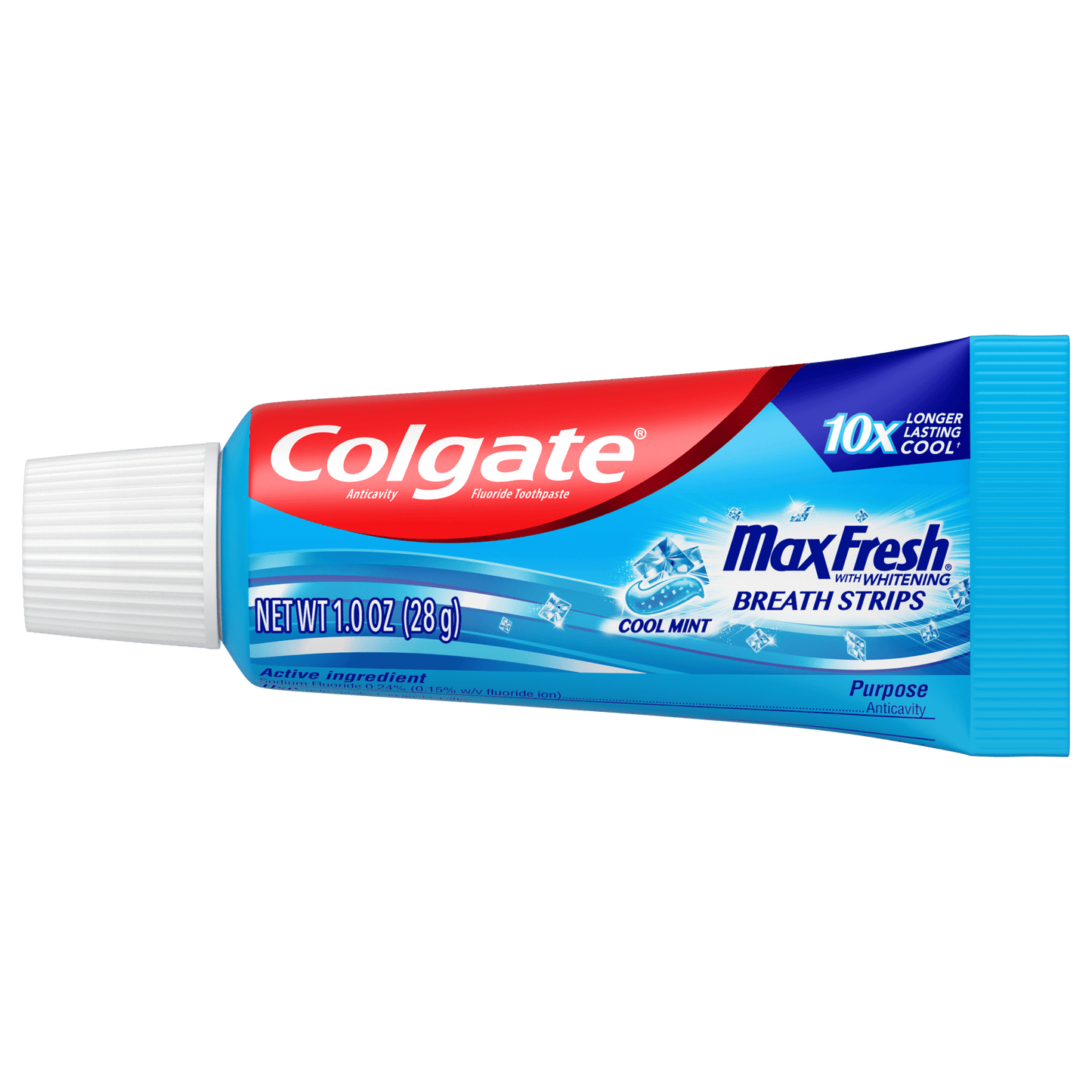 Colgate Max Fresh Travel Size Toothpaste with Mini Breath Strips, Cool Mint, 1.0 Oz