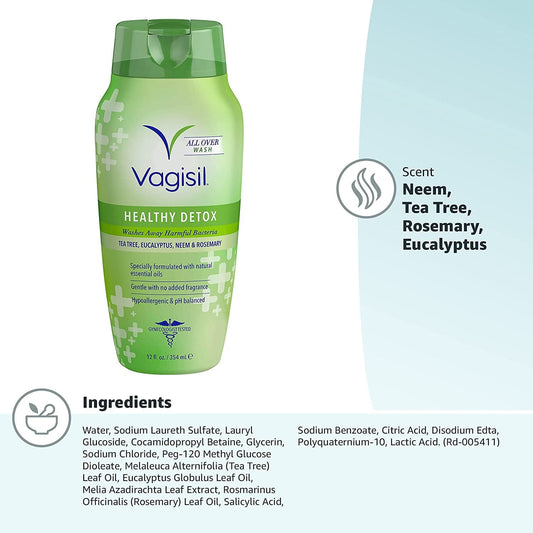 Vagisil Healthy Detox Daily Intimate Vaginal Feminine Wash, 12 oz, 1 Pack