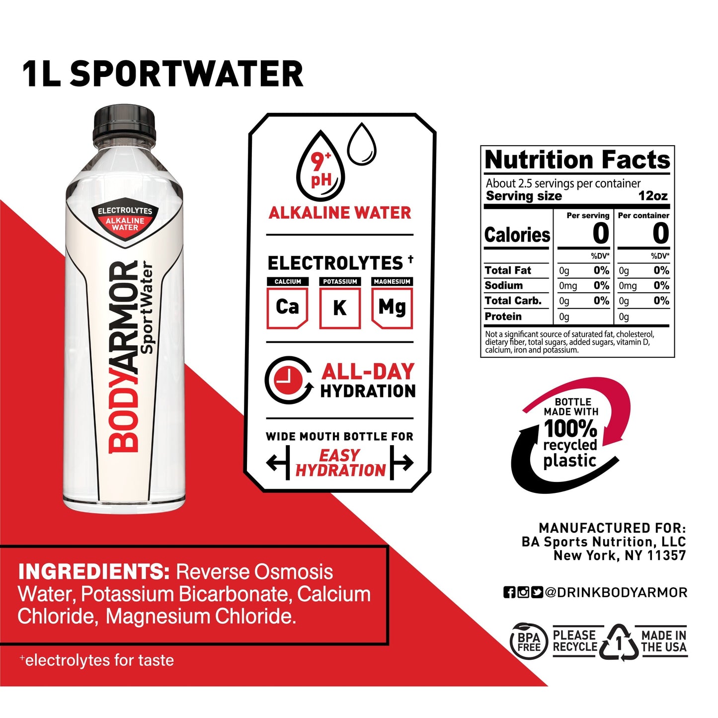 BODYARMOR SportWater, 1L , 1 count