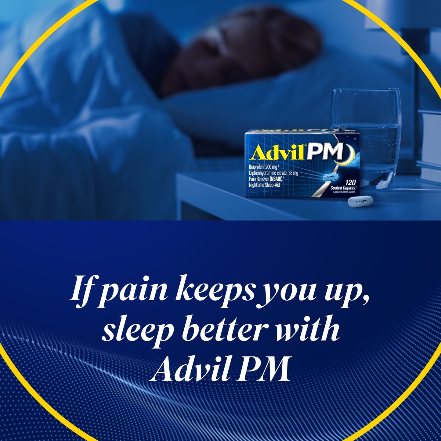 Advil PM Ibuprofen Sleep Aid Pain Reliever, 200 Mg Coated Caplets, 8 Count