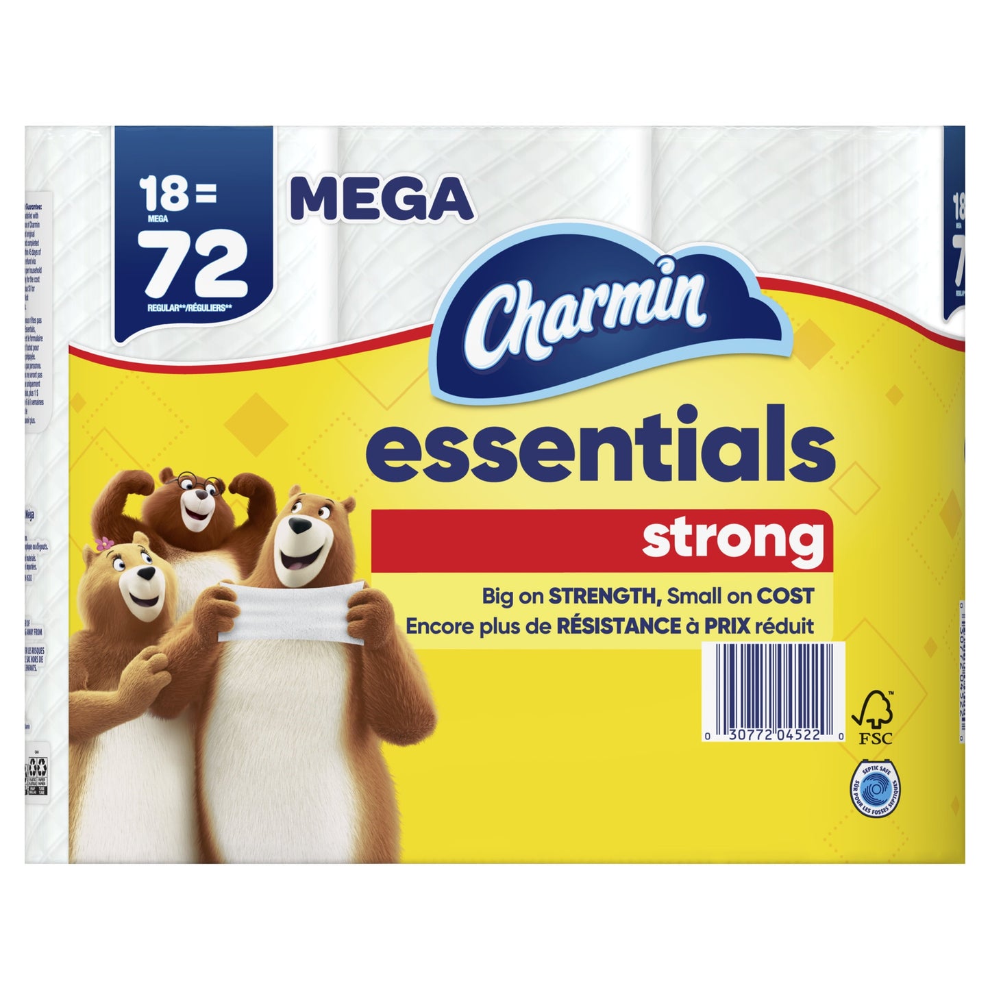 Charmin Essentials Strong Toilet Paper, 18 Mega Rolls