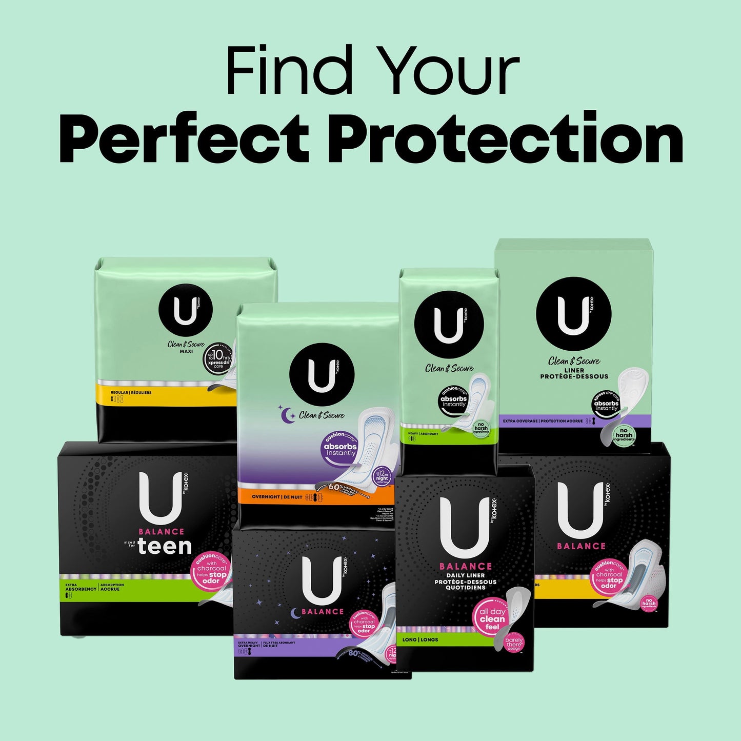 U by Kotex Clean & Secure Ultra Thin Pads with Wings, Regular Absorbency, 36 Count