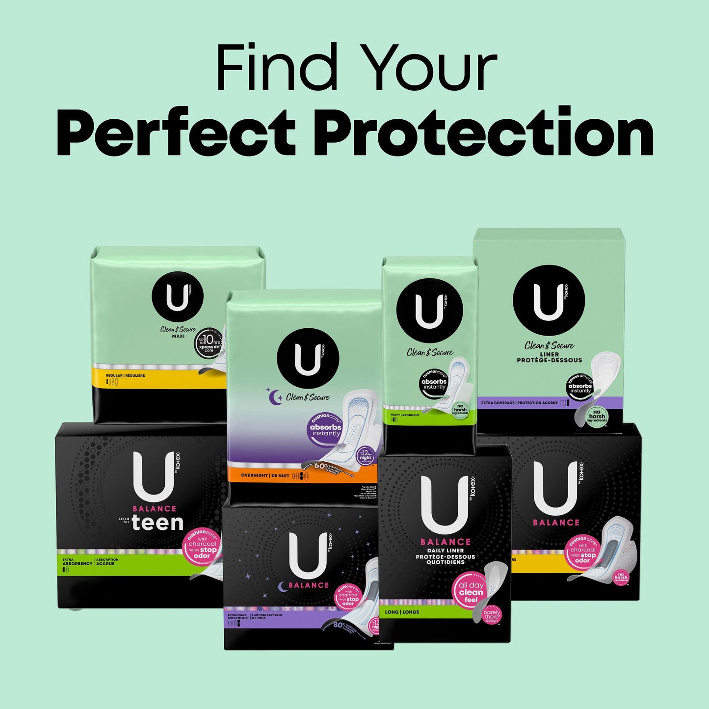 U by Kotex Clean & Secure Panty Liners, Light Absorbency, Extra Coverage, 80 Count