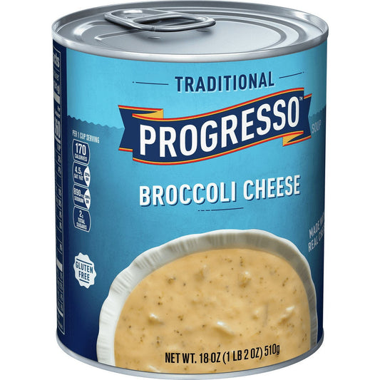 Progresso Traditional, Broccoli Cheese Canned Soup, Gluten Free, 18 oz.