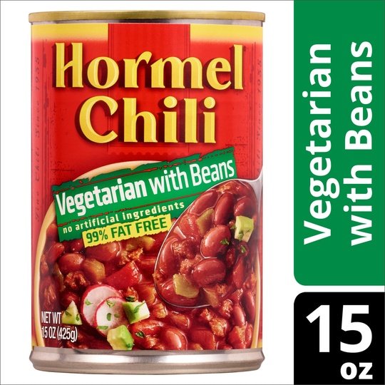 HORMEL Chili Vegetarian with Beans, 99% Fat Free, Steel Can 15 oz