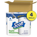 Scott Rapid-Dissolving Toilet Paper for RVs & Boats, 4 Double Rolls, 231 Sheets Per Roll (924 Total)