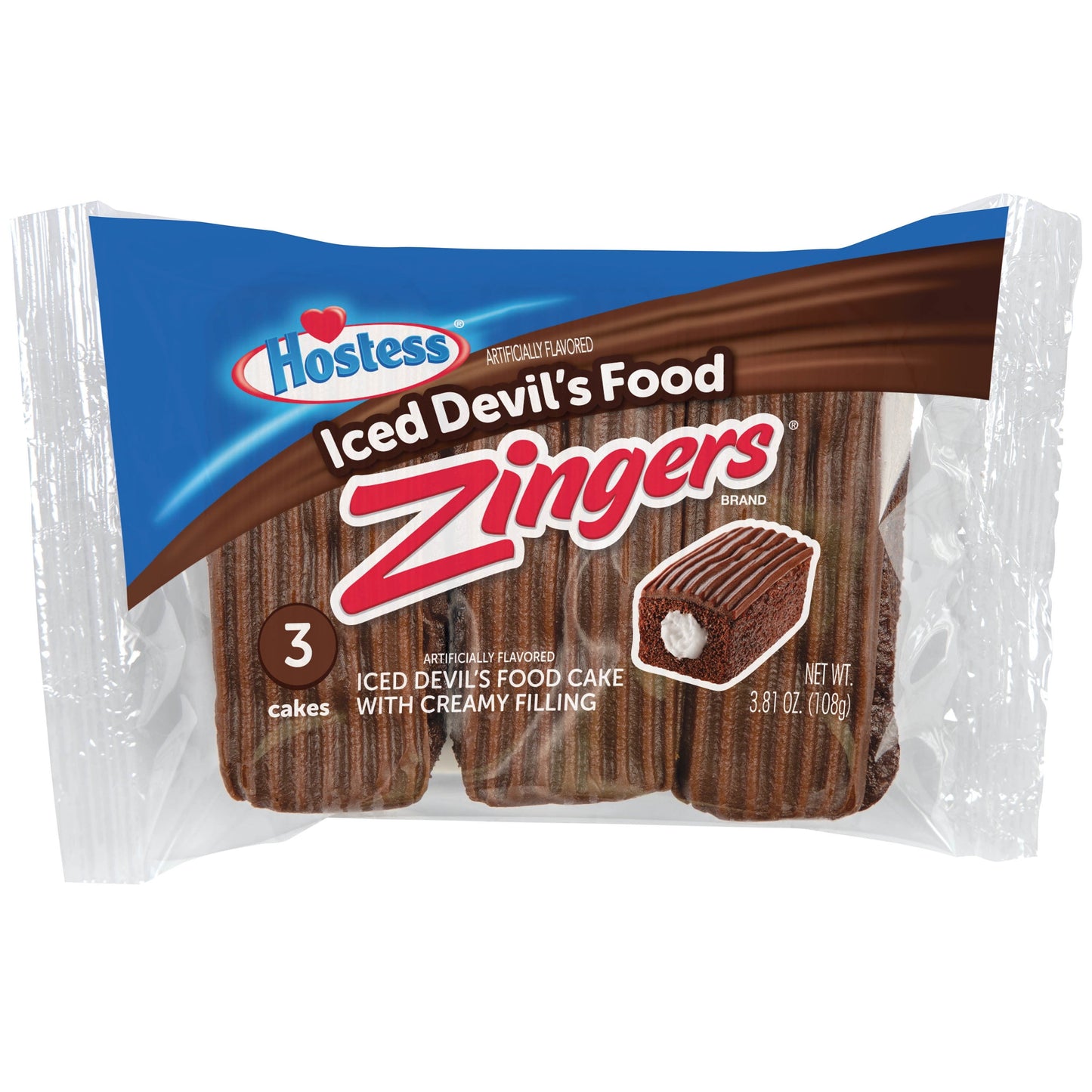 Hostess Devil's Food Zingers, Single Serve, 3 Count, 3.81 oz