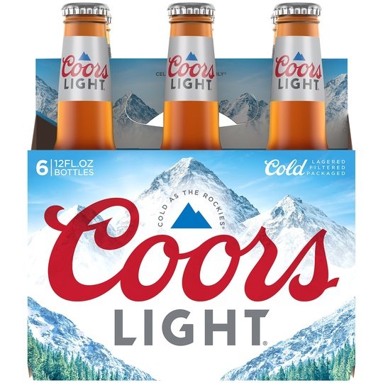 Coors Light Lager Beer, 6 Pack, 12 fl oz Bottles, 4.2% ABV