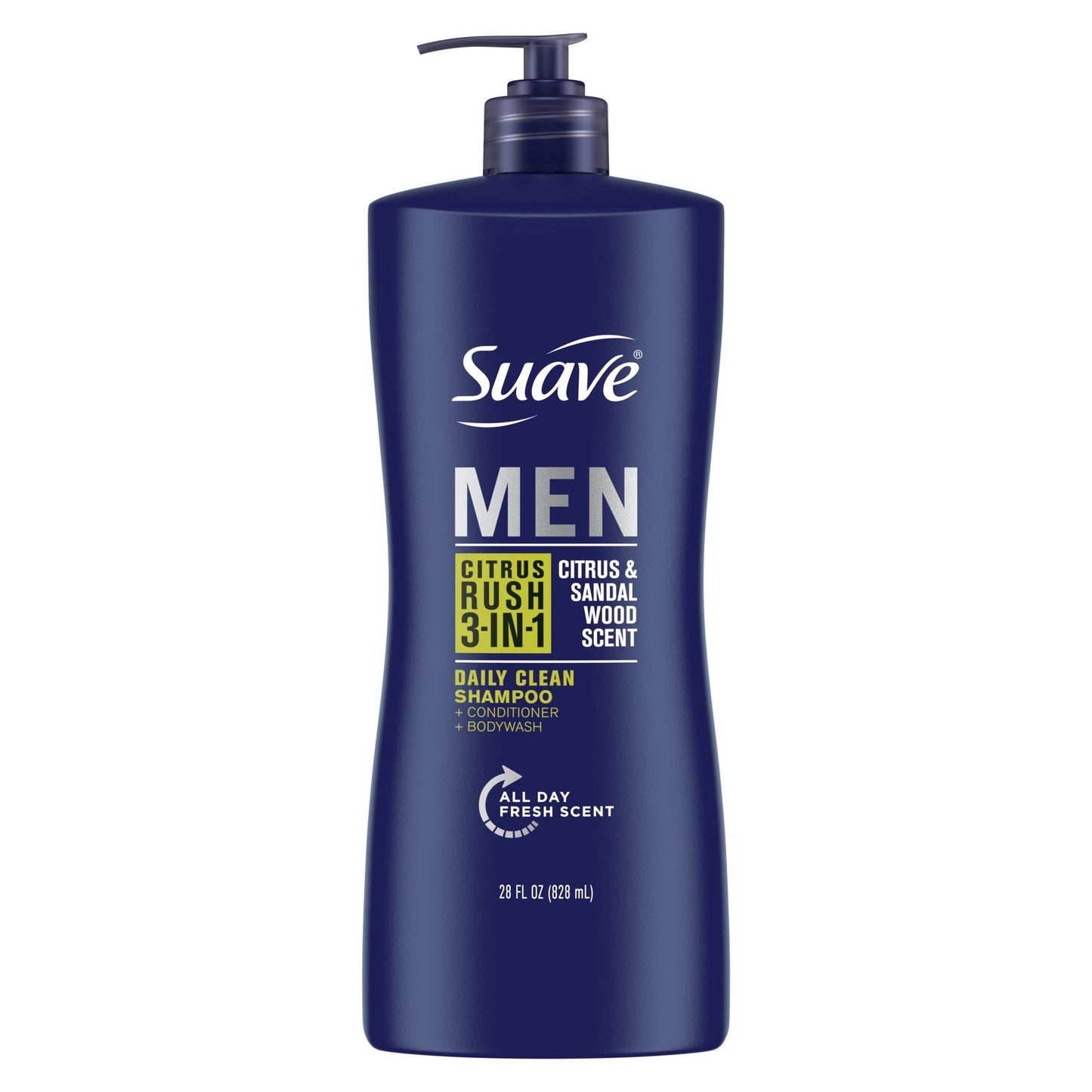 Suave Men Citrus Rush 3-in-1 Shampoo Conditioner Body Wash, All Hair Types 28 oz