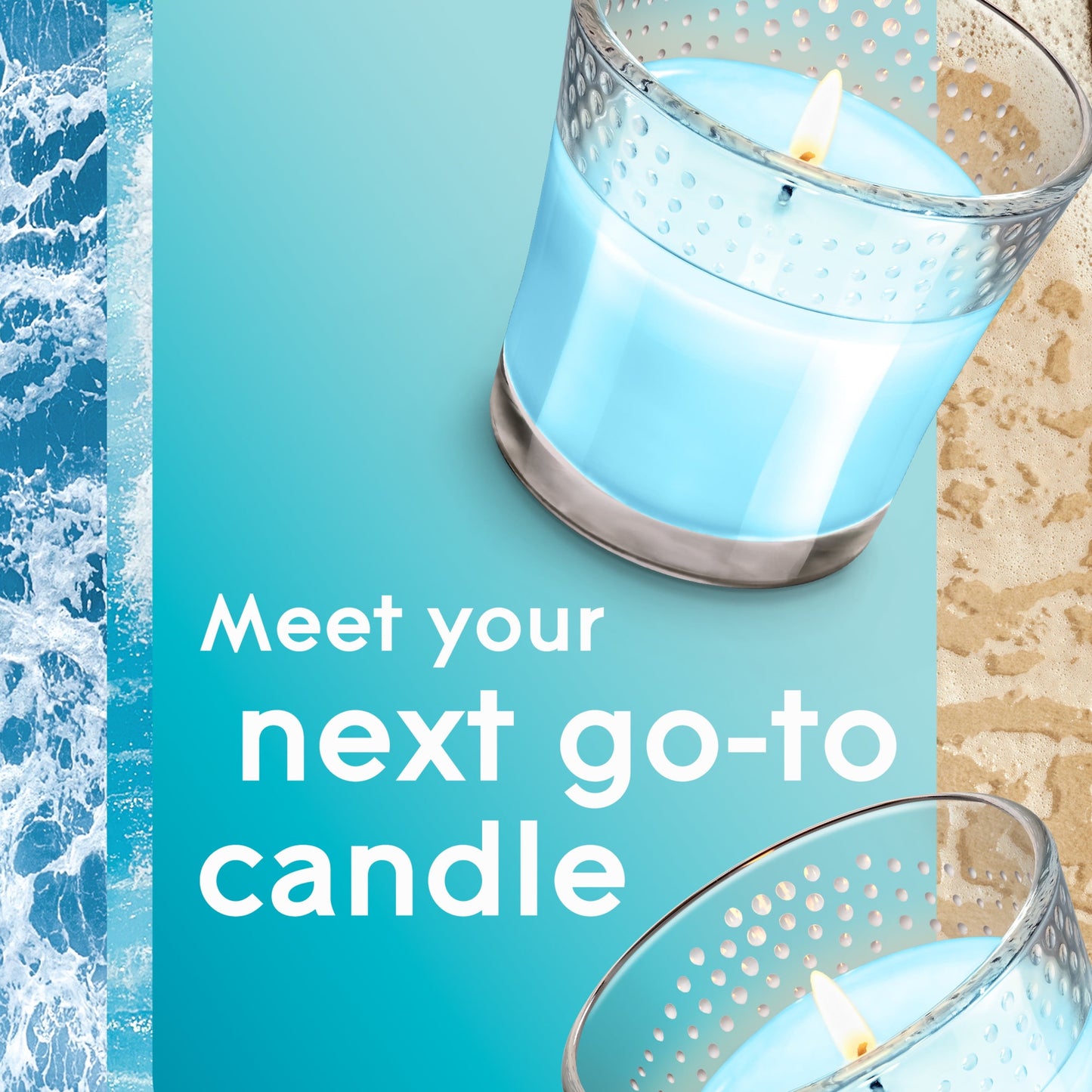 Glade Candle Aqua Waves Scent, 1-Wick, 3.4 oz (96.3 g) Each, 2 Counts, Fragrance Infused with Essential Oils, Notes of Sea Salt, Island Flowers, Ocean Air, Lead-Free Wick Scented Candles