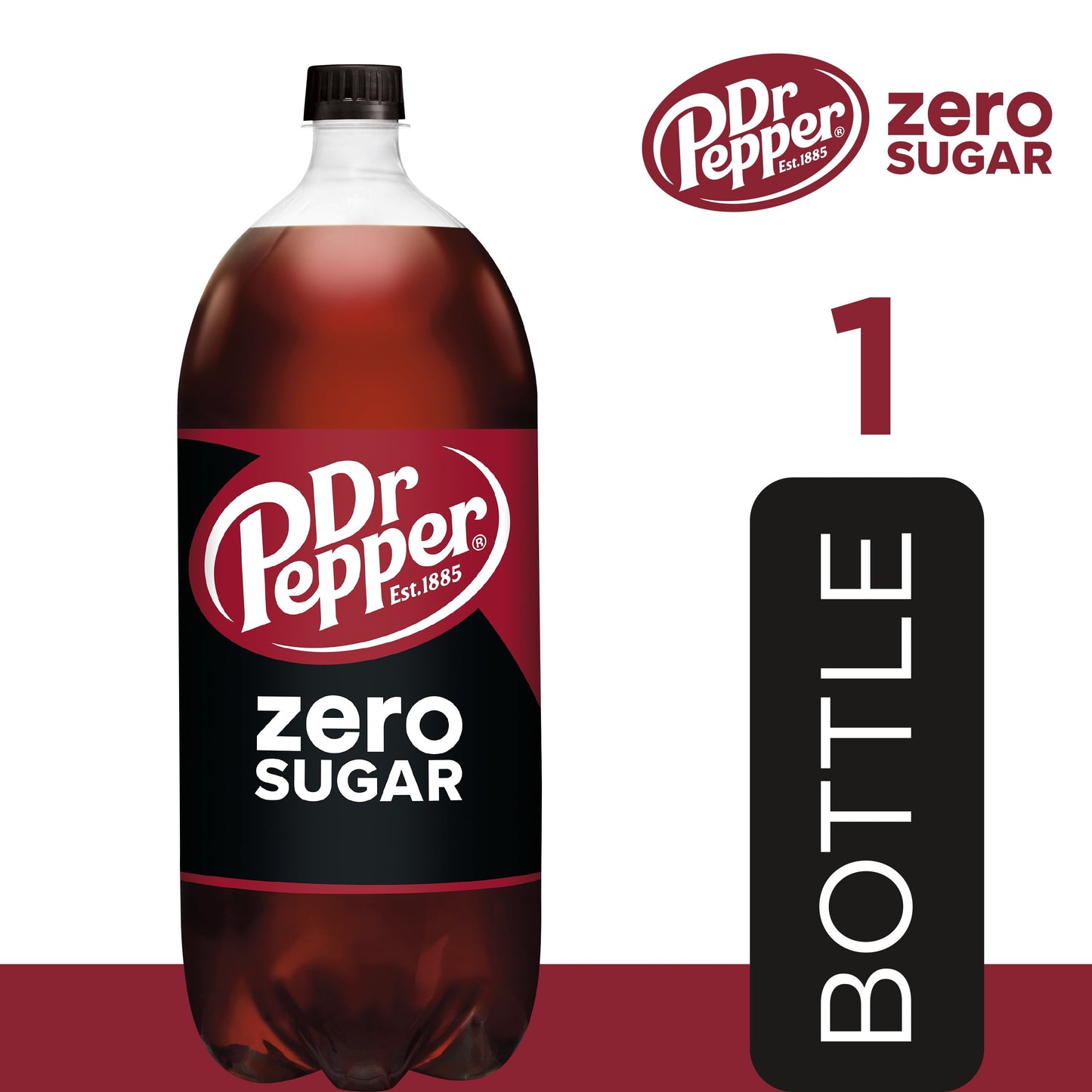 Dr Pepper Zero Sugar Soda, 2 L bottle