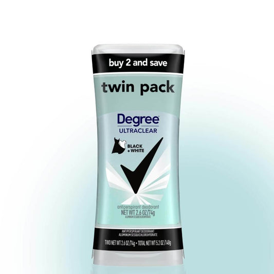 Degree Ultra Clear Long Lasting Women's Antiperspirant Deodorant Stick Twin Pack, Fresh, 2.6 oz