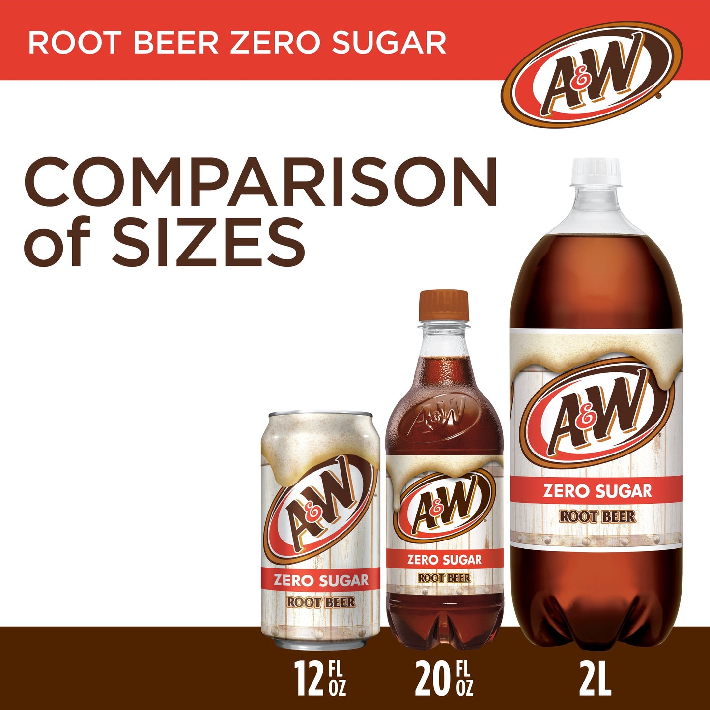 A&W Zero Sugar Root Beer Soda, 12 fl oz cans, 12 pack