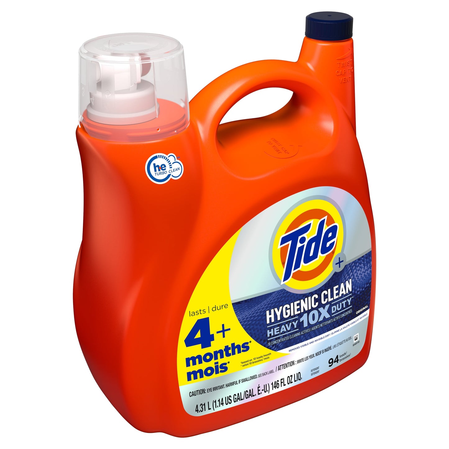 Tide Laundry Detergent Liquid 2X Low Suds Original HD Hygienic Clean, 146 fl oz