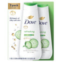 Dove Refreshing Long Lasting Gentle Body Wash Twin Pack, Cucumber and Green Tea, 20 fl oz