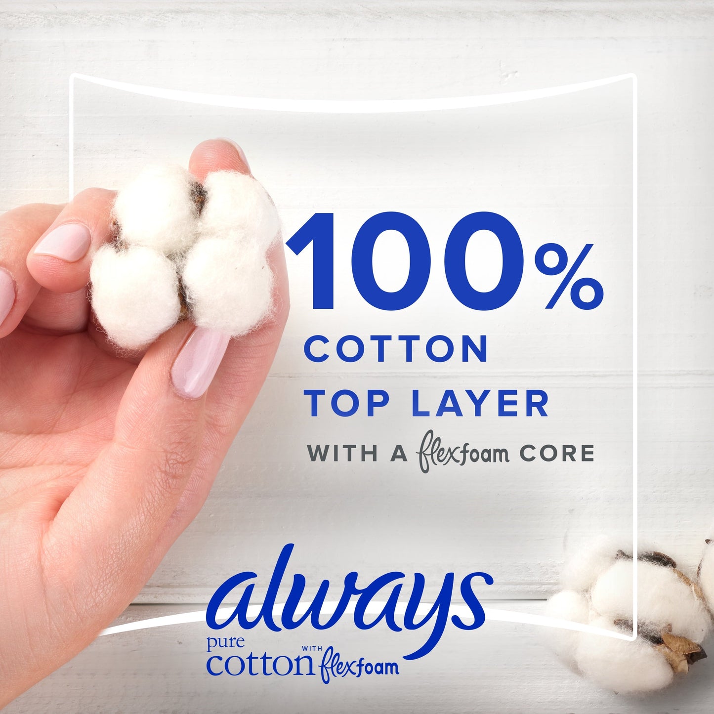 Always Pure Cotton Feminine Pads With WIngs, Size 3, Extra Heavy Absorbency, 22 CT