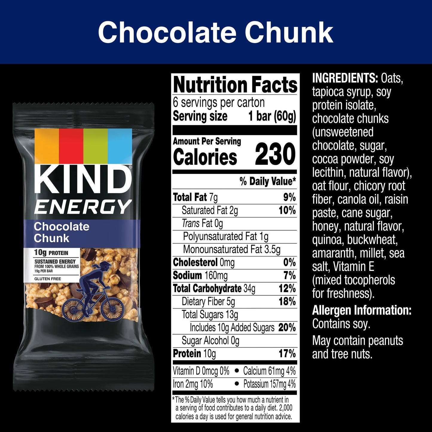 KIND Energy Gluten Free Peanut Butter Dark Chocolate Protein Snack Bars, 2.1 oz, 6 Count