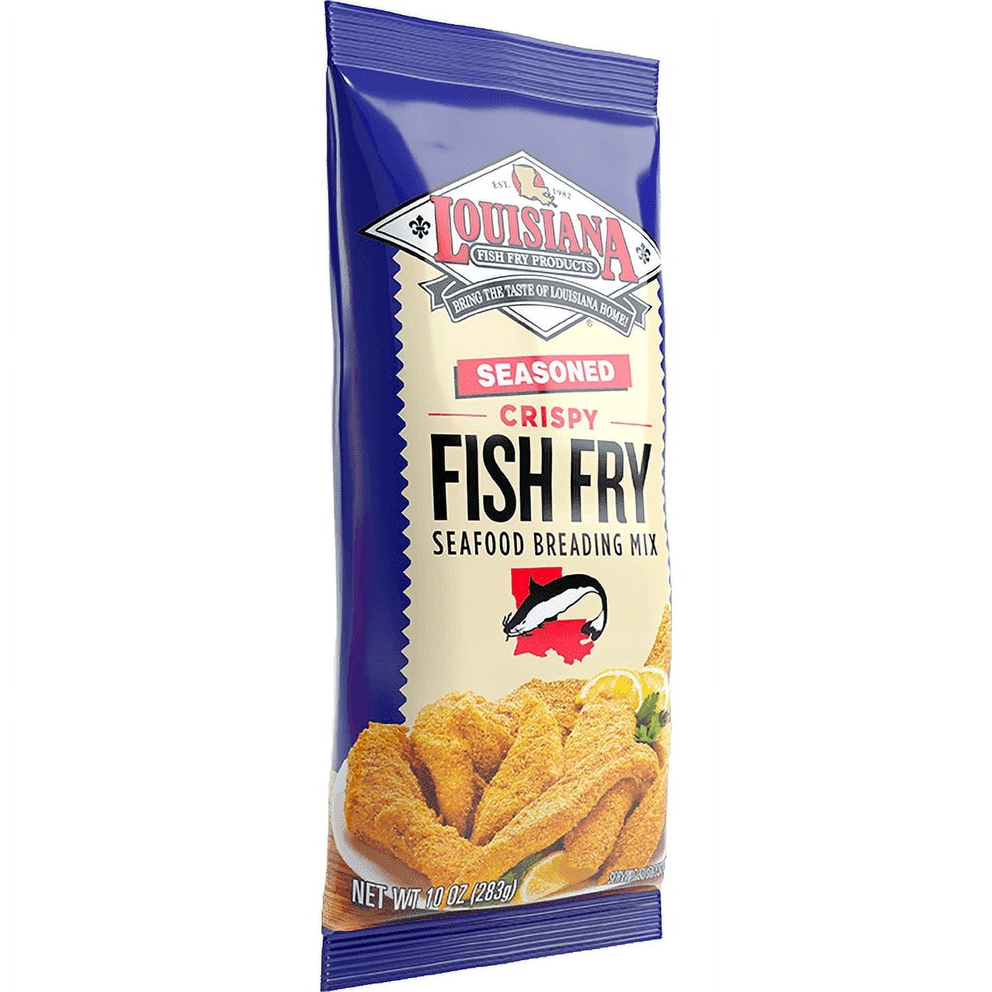 Louisiana Fish Fry Seasoned Fish Fry Breading Coating Mix 10 oz Bag.