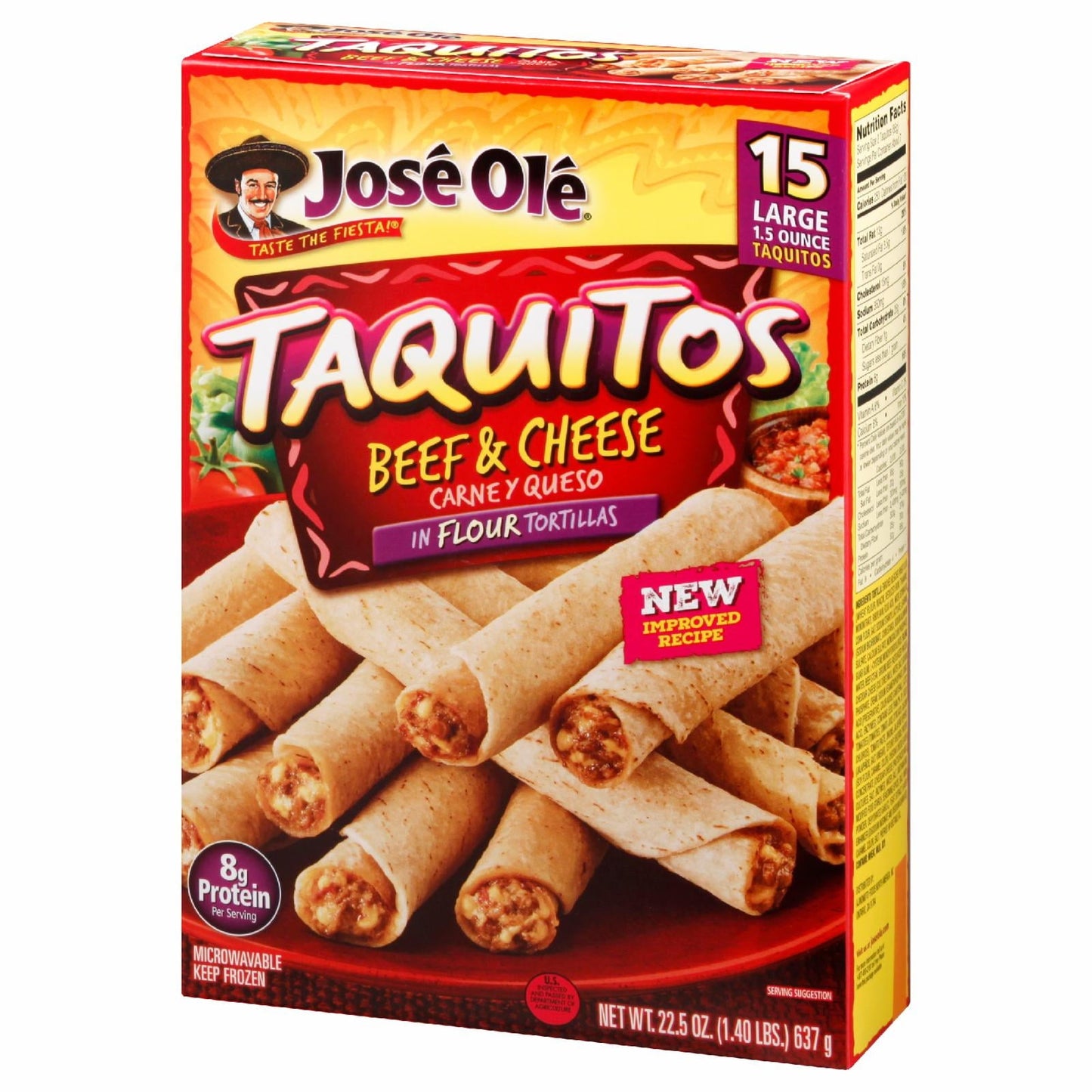 José Olé Beef & Cheese Flour Taquitos 22.5 oz, 15 ct.