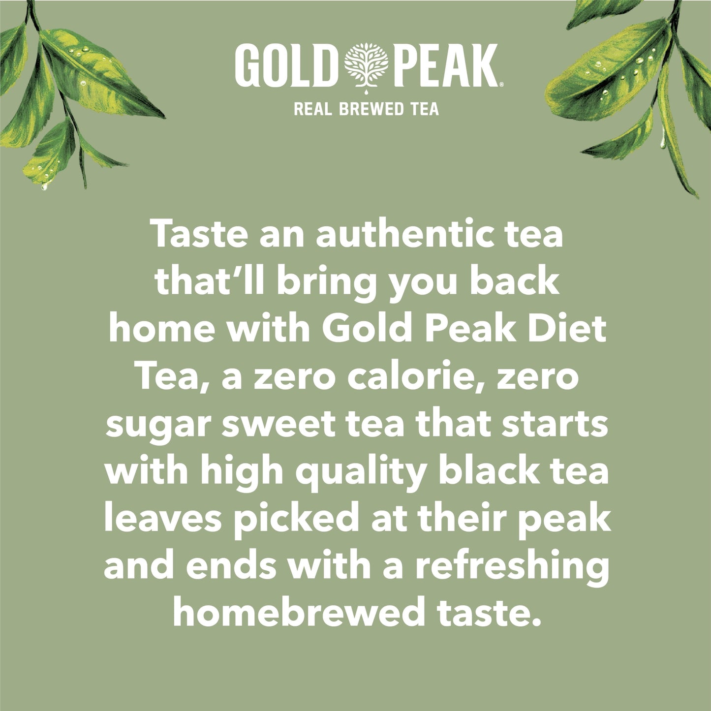 Gold Peak Real Brewed Tea Zero Sugar, Diet Iced Tea Drink, 52 fl oz