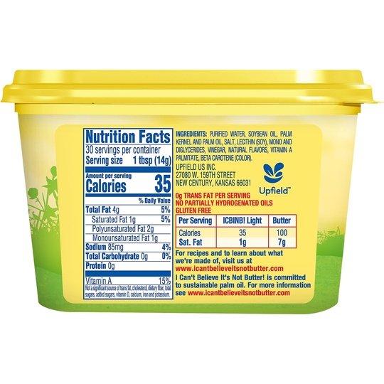 I Can't Believe It's Not Butter! Light Spread, 15 oz Tub (Refrigerated)