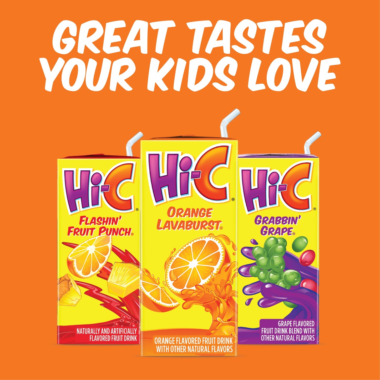 Hi-C Orange Lavaburst Fruit Juice, 6 fl oz, 8 Juice Boxes