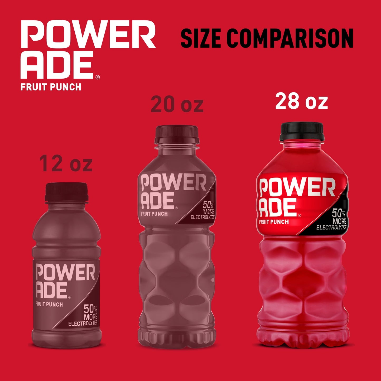 POWERADE Electrolyte Enhanced Fruit Punch Sport Drink, 28 fl oz, Bottle