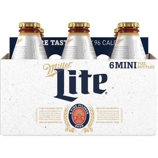 Miller Lite Lager Beer, 6 Pack, 7 fl oz Bottles, 4.2% ABV