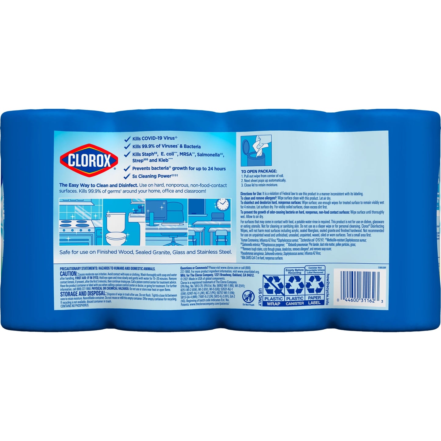 Clorox Bleach-Free Disinfecting and Cleaning Wipes, 75 Count Each, 4 Pack