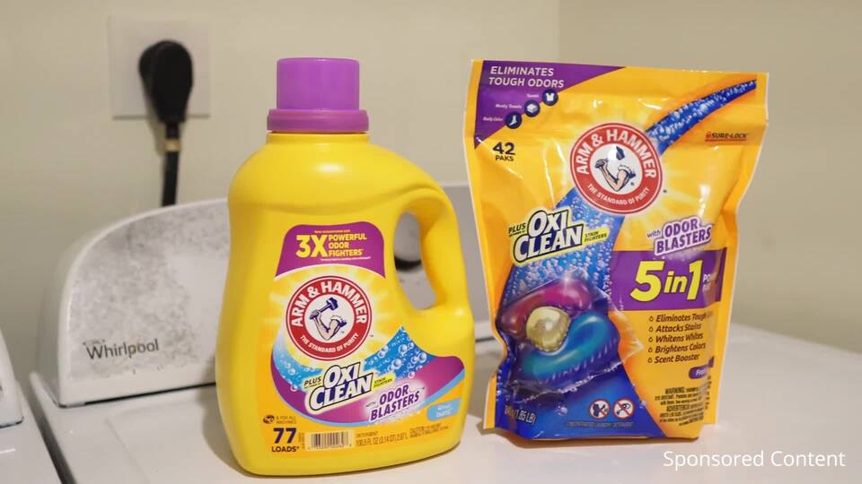 ARM & HAMMER Plus OxiClean with Odor Blasters 5-in-1 Fresh Burst Laundry Detergent Power Paks, 42 Count Bag