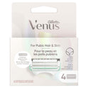 Gillette Venus for Pubic Hair and Skin, Women's Razor Blades, 4 Refills, White