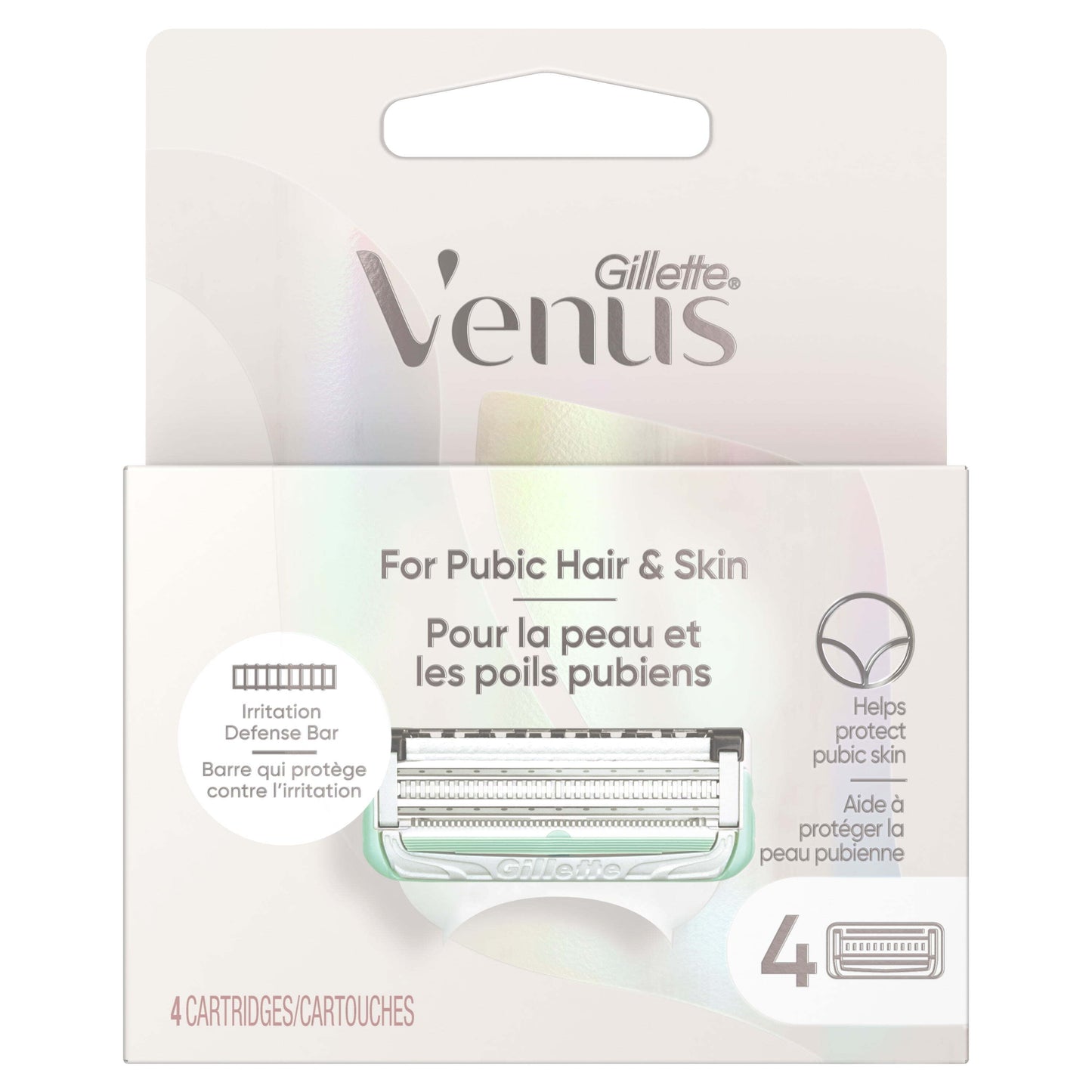 Gillette Venus for Pubic Hair and Skin, Women's Razor Blades, 4 Refills, White