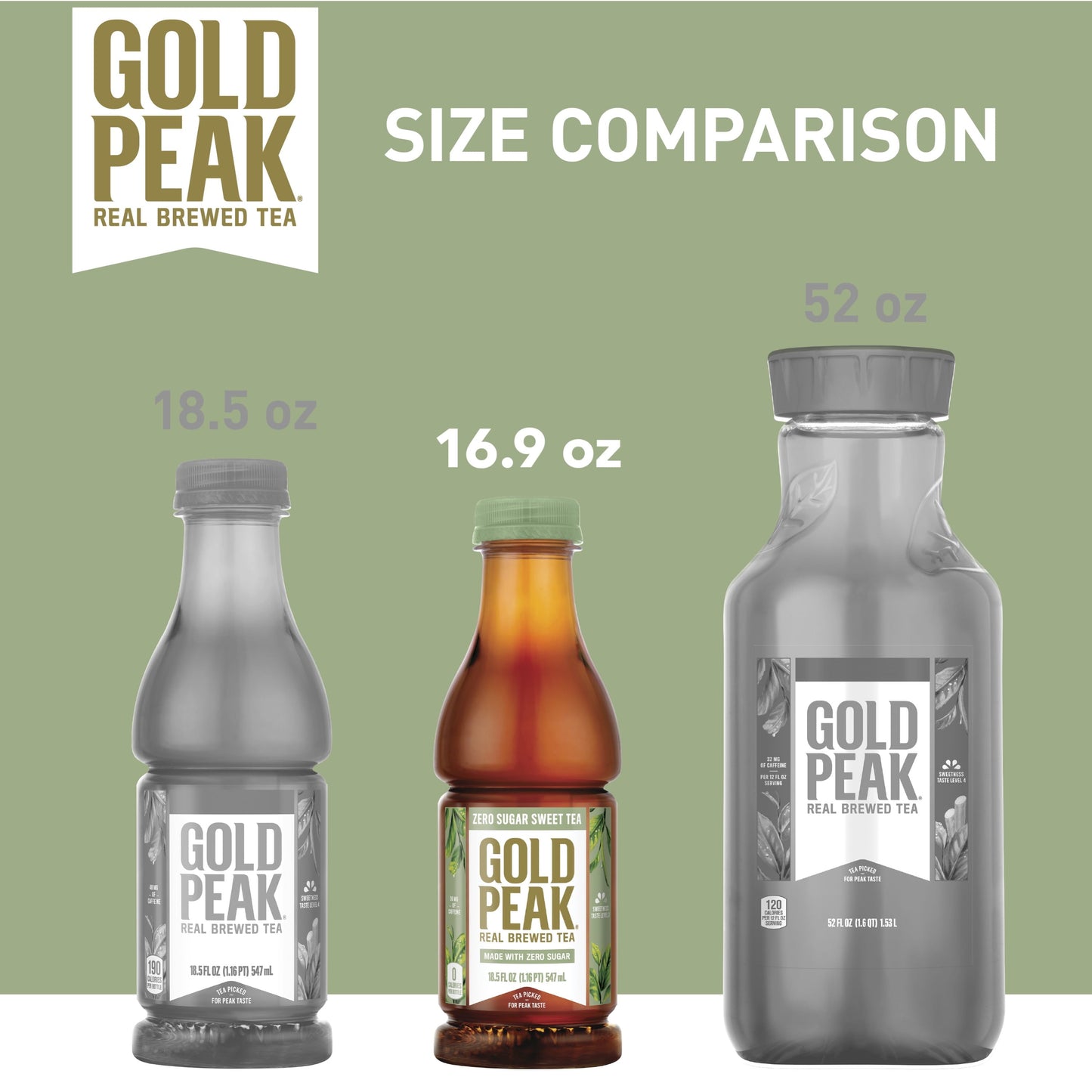 Gold Peak Real Brewed Tea Sugar Diet Iced Sweet Tea Bottled Drink, 18.5 fl oz