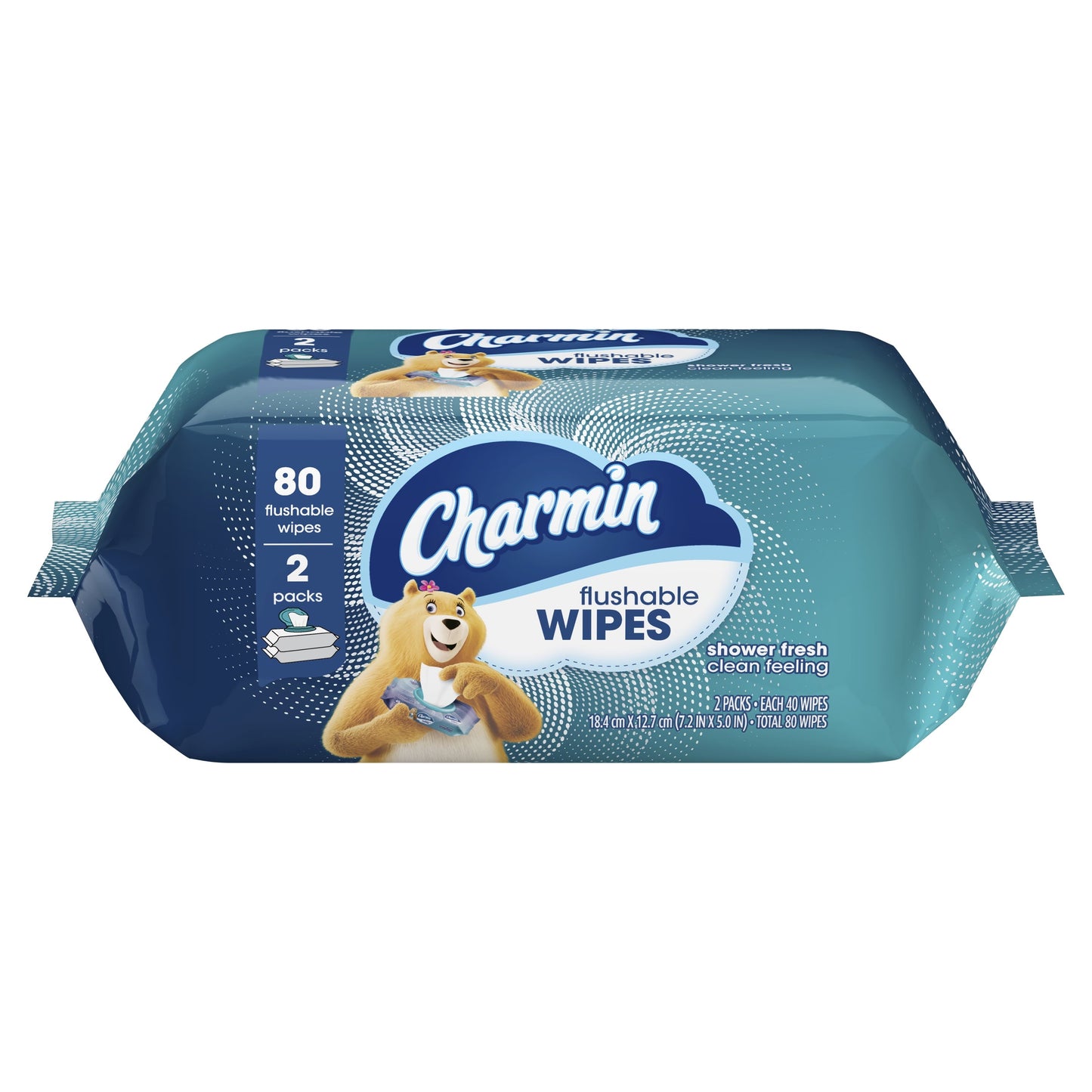 Charmin Flushable Wipes, 2 Flip-Top Packs, 40 Wipes per Pack, 80 Total Wipes