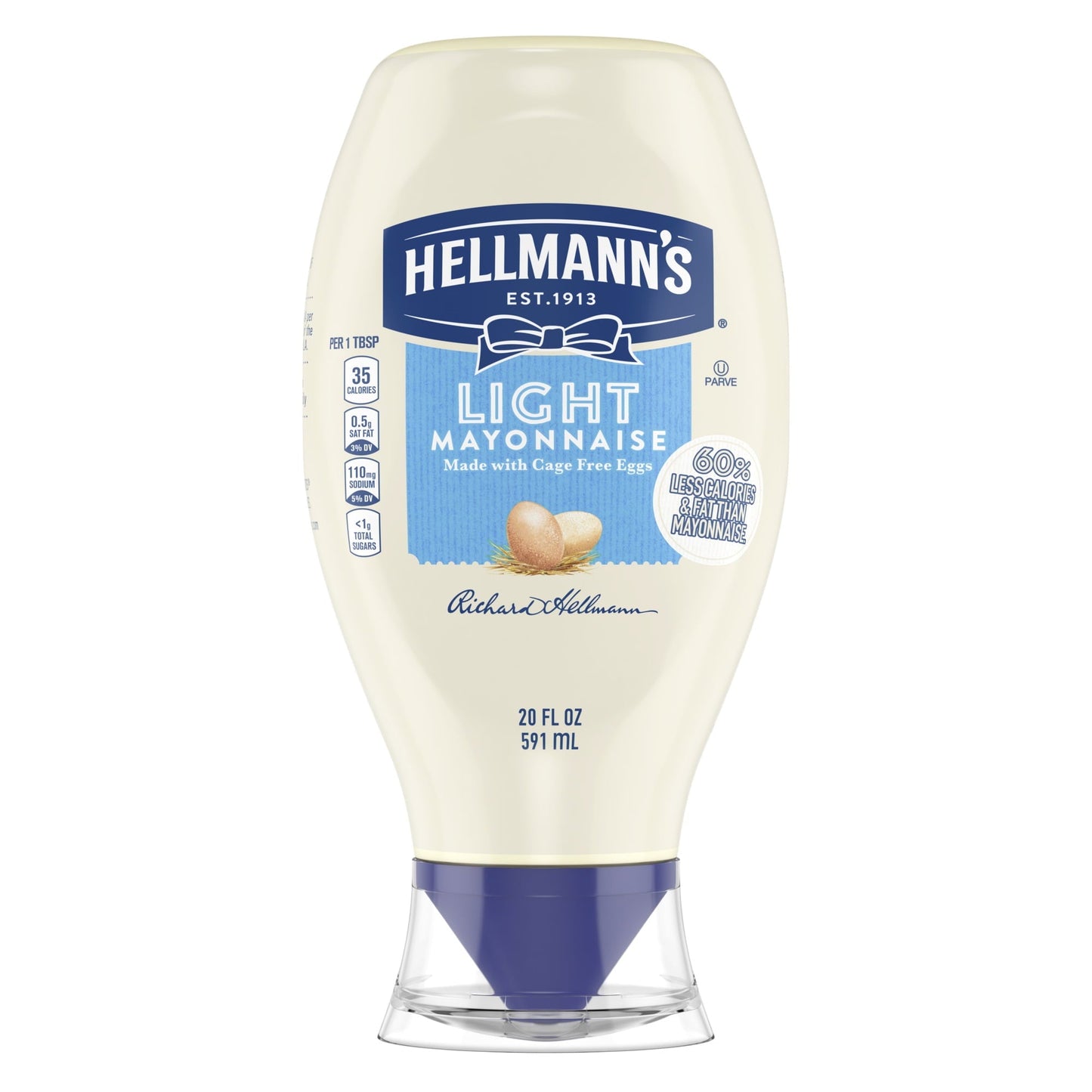 Hellmann's Made with Cage Free Eggs Light Mayonnaise, 20 fl oz Bottle