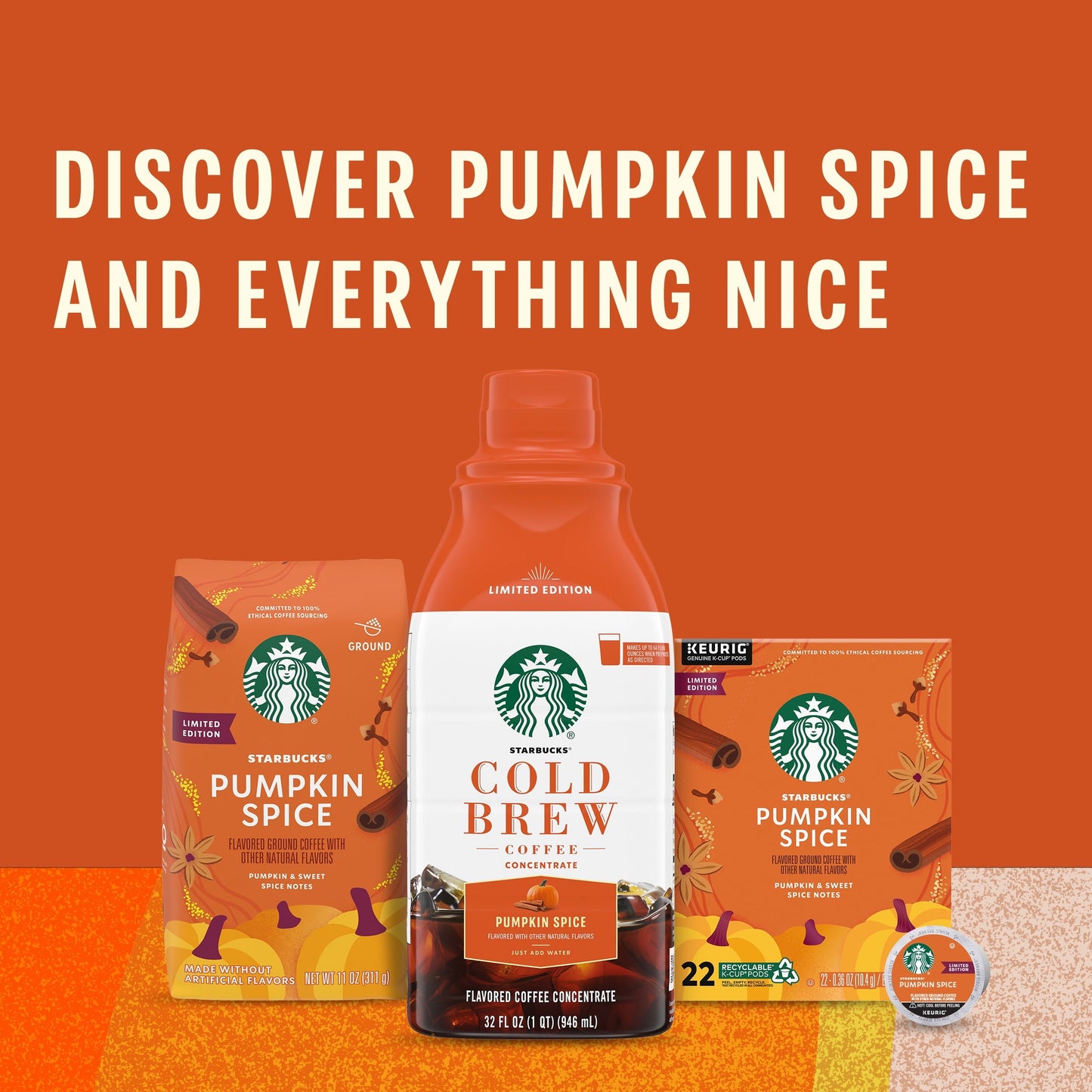 Starbucks Pumpkin Spice Naturally Flavored Cold Brew Coffee Concentrate, 32 Fl Oz